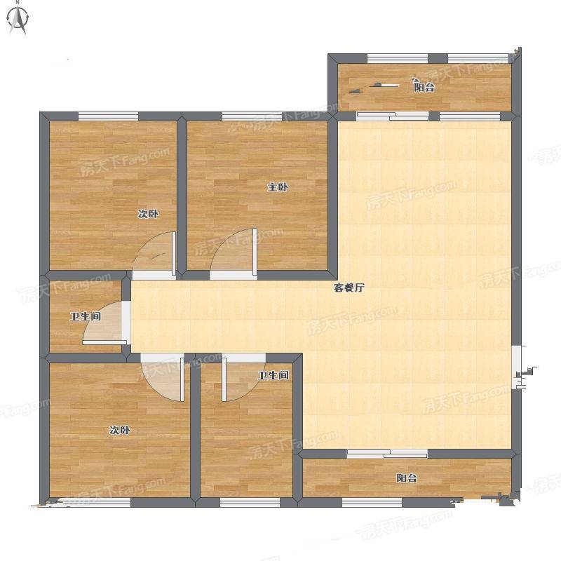 王巷西3室1厅0卫75㎡户型图