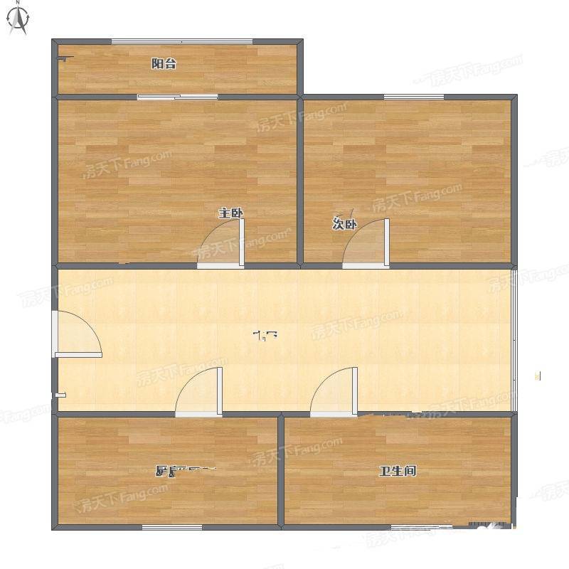 王巷西3室1厅0卫75㎡户型图