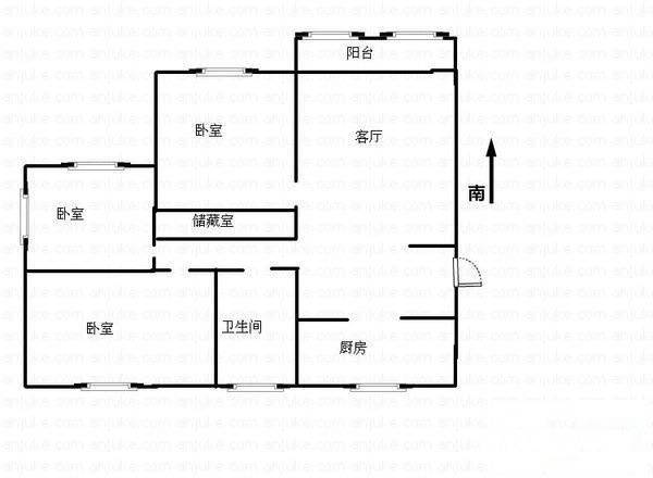 梁园小区3室2厅1卫130㎡户型图