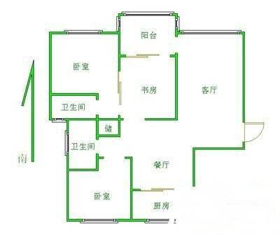 金色江南二期3室2厅2卫126㎡户型图