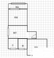 峰影新村2室1厅1卫58㎡户型图