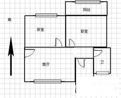 峰影新村2室1厅1卫58㎡户型图