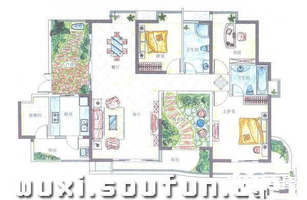 湖滨壹号3室2厅2卫138㎡户型图