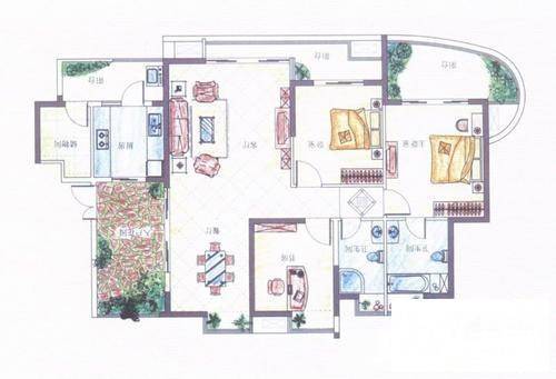 湖滨壹号3室2厅2卫137㎡户型图