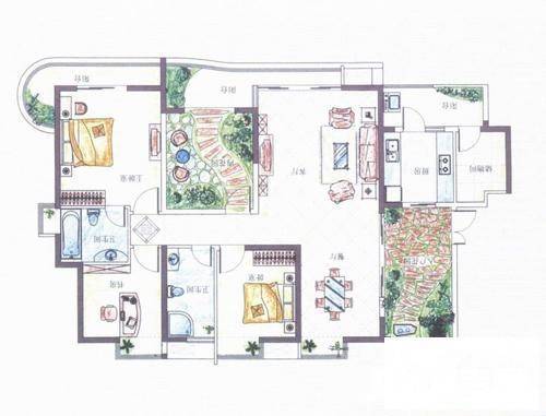 湖滨壹号3室2厅2卫142㎡户型图