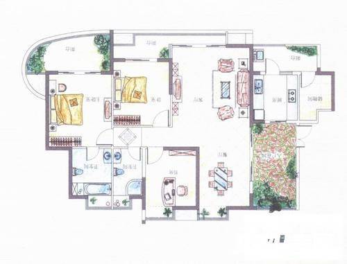 湖滨壹号3室2厅2卫137㎡户型图