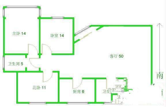 栖芸苑3室1厅2卫105㎡户型图