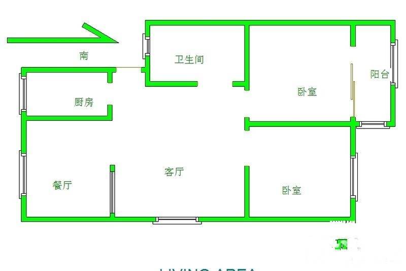 华侨城2室2厅1卫80㎡户型图