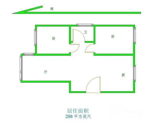 雪浪新村2室1厅1卫105㎡户型图