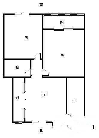 镇巷2室1厅1卫70㎡户型图