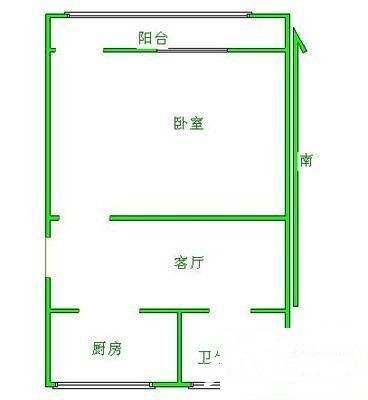 广瑞二村1室1厅1卫45㎡户型图