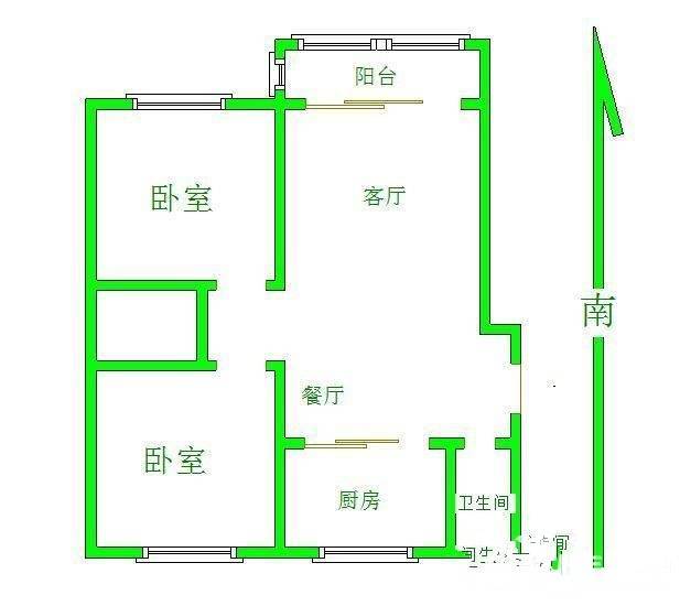 叙丰里2室2厅1卫95㎡户型图