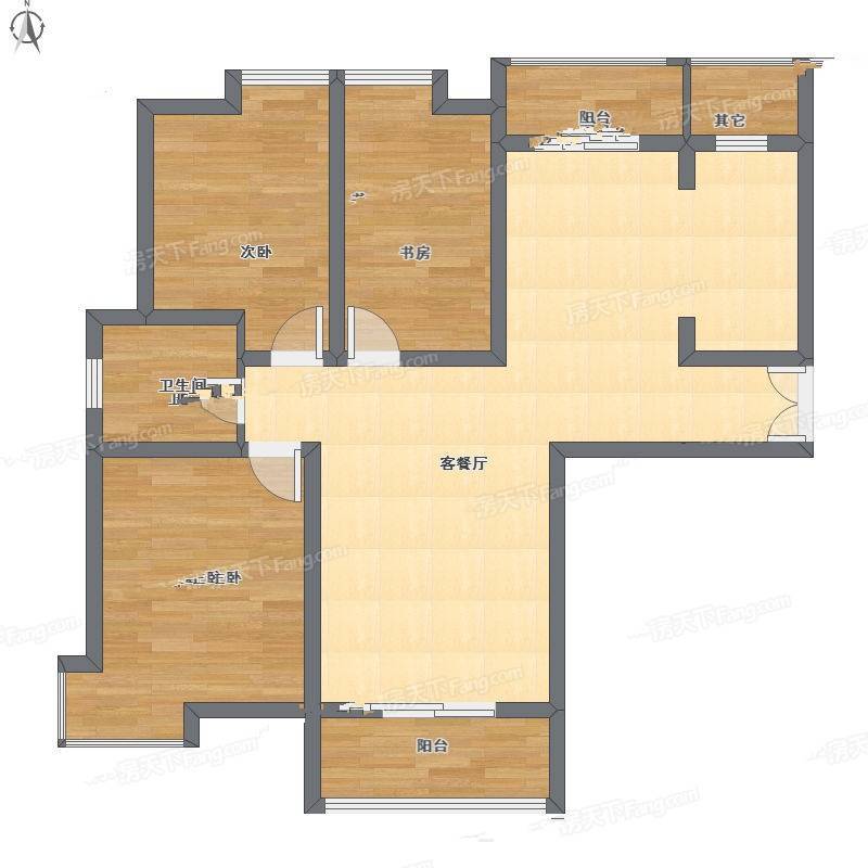 新都会3室2厅0卫100㎡户型图