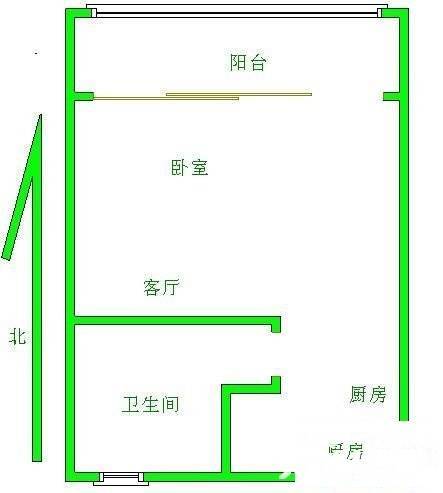 老野花园3室1厅1卫80㎡户型图