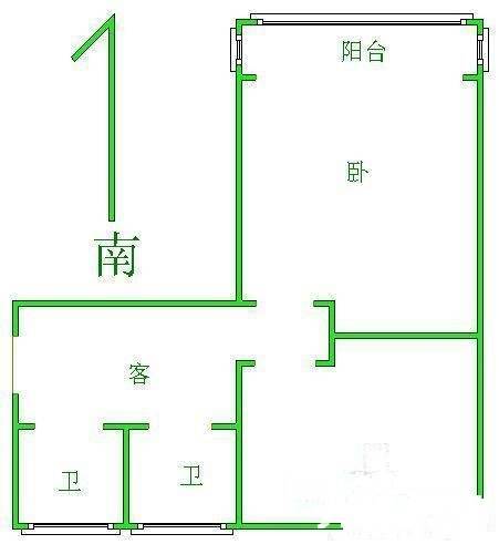 宁海里2室1厅1卫64㎡户型图