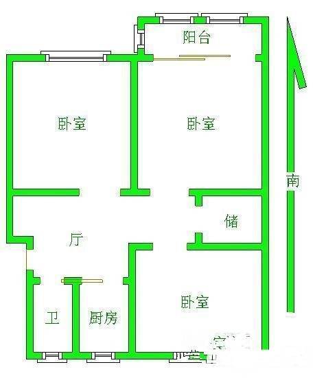 宁海里3室1厅1卫112㎡户型图