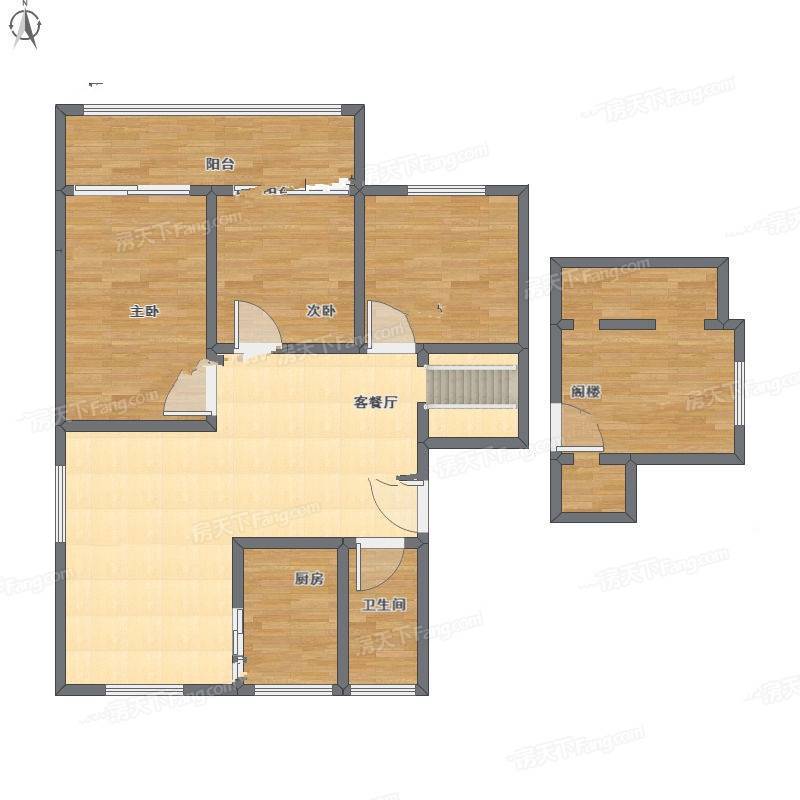 宁海里3室2厅0卫70㎡户型图