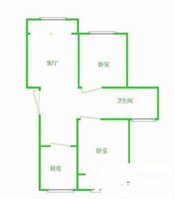 尤渡苑2室1厅1卫76㎡户型图