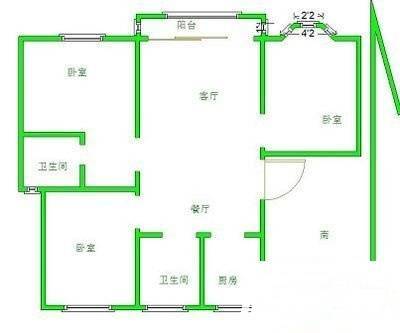 尤渡苑3室2厅1卫135㎡户型图