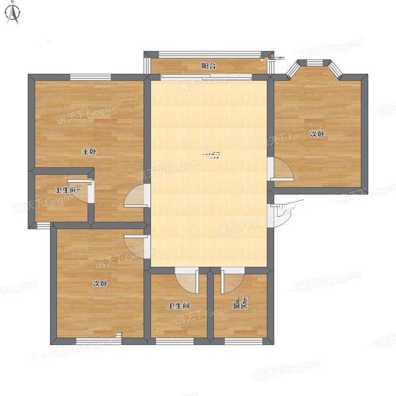 尤渡苑3室2厅0卫104㎡户型图