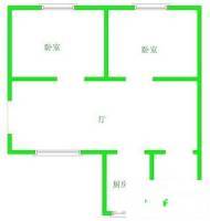 解放新村2室1厅1卫66㎡户型图