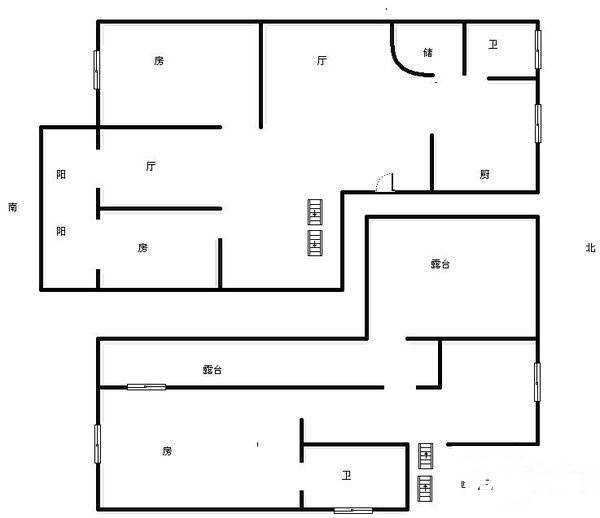 解放新村3室3厅2卫190㎡户型图