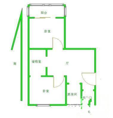 百岁坊巷2室2厅1卫66㎡户型图