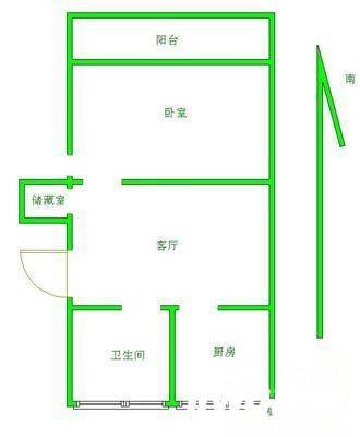 芦庄1室1厅1卫46㎡户型图