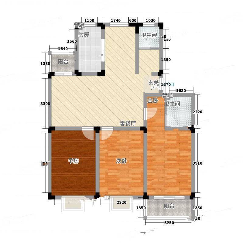 鸿运苑3室0厅0卫128㎡户型图