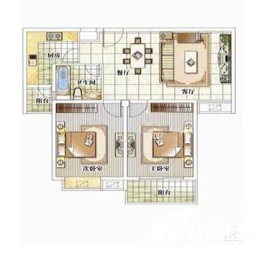 豪门君怡花苑2室2厅1卫98㎡户型图