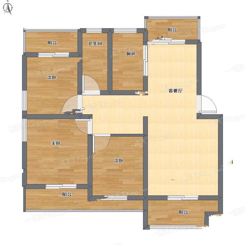 钱桥复兴村3室2厅0卫101㎡户型图