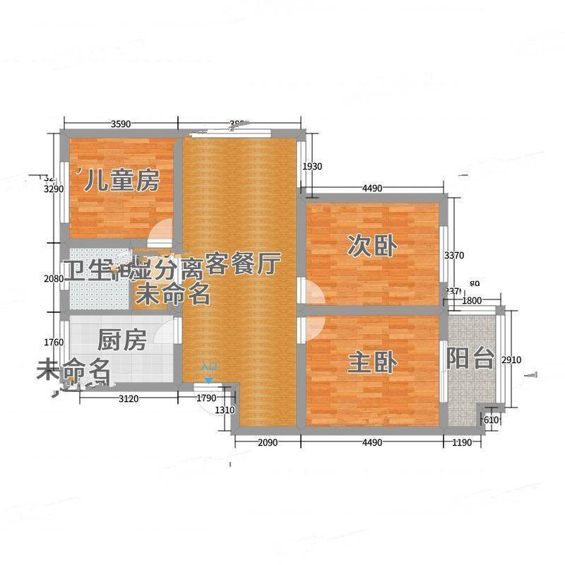 长宁苑3室0厅0卫104㎡户型图