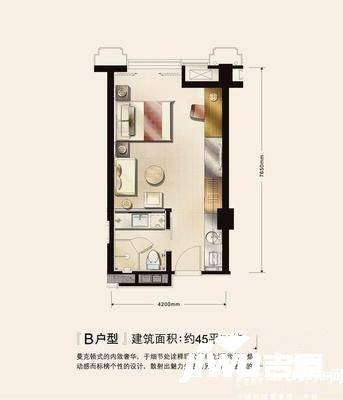 惠麓苑1室2厅1卫60㎡户型图