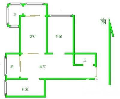 中上塘2室1厅1卫73㎡户型图