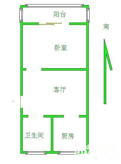 小娄巷1室1厅1卫43㎡户型图