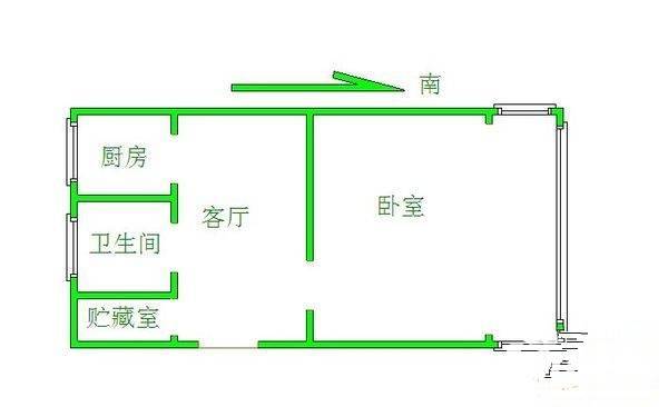 小娄巷1室1厅1卫43㎡户型图