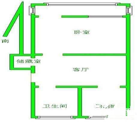 青松新村1室1厅1卫44㎡户型图