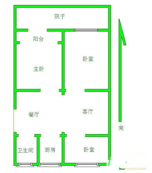 青松新村3室2厅1卫87㎡户型图