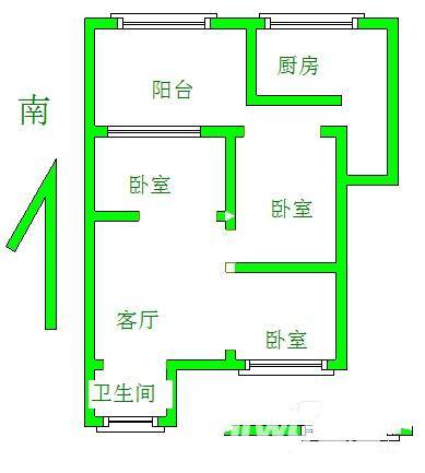 青松新村3室1厅1卫73㎡户型图