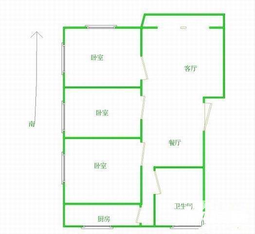 羊尖锡沪东路小区3室1厅1卫115㎡户型图