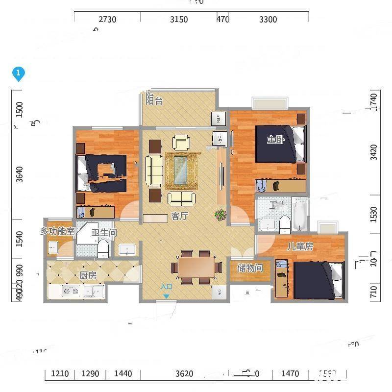 堰新家园3室0厅0卫100㎡户型图