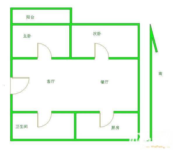 惠河路小区2室1厅1卫82㎡户型图