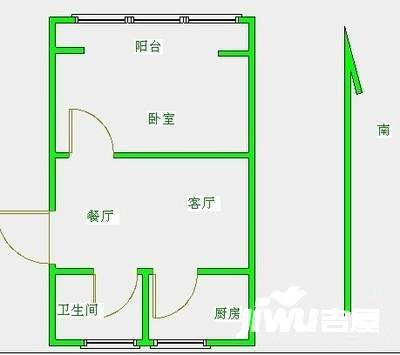 惠河路小区1室1厅1卫45㎡户型图