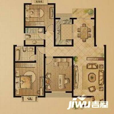 惠飞大厦住宅3室2厅1卫150㎡户型图