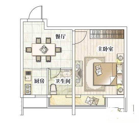 泰伯花园1室1厅1卫60㎡户型图