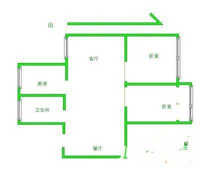 风光里2室2厅1卫76㎡户型图