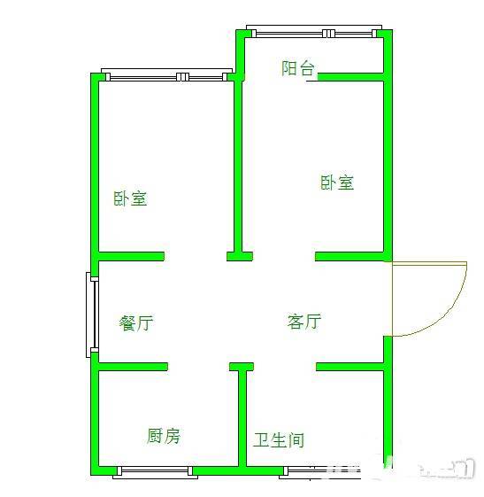 风光里2室2厅1卫80㎡户型图