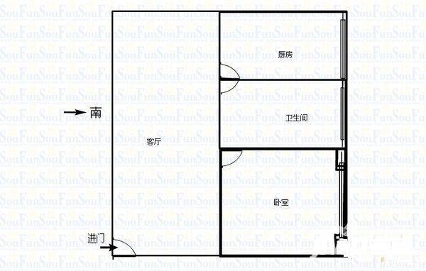 解放新村1室1厅1卫45㎡户型图