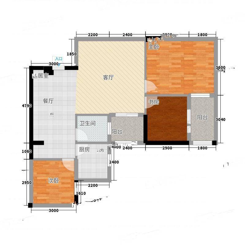 吴楚时代城3室0厅0卫107㎡户型图