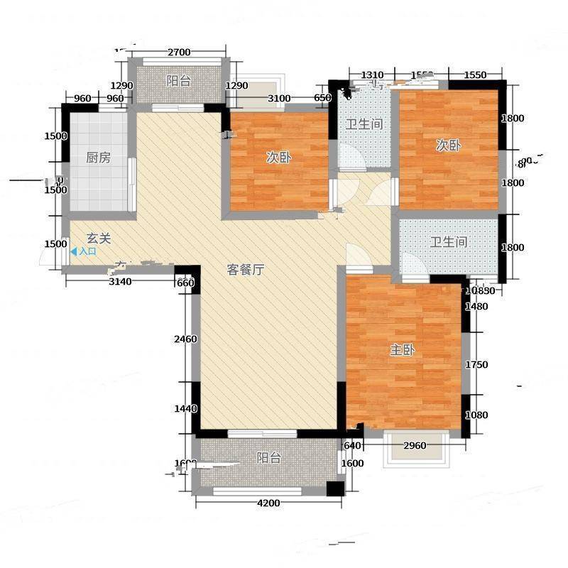 御河花园3室0厅0卫126㎡户型图